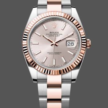 Rolex Datejust 41mm Two Tone Rose Gold Sundust Index Dial 126331 0009 (w22059257)