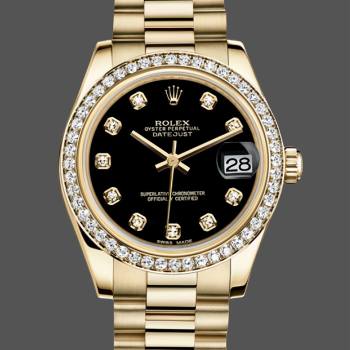 Rolex Datejust 31mm Yellow Gold Black Dial 178288 0011 Ladies Watch (w22063891)
