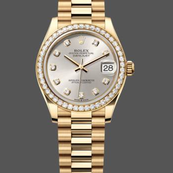 Rolex Datejust 31 Yellow Gold Silver Diamond Dial Diamond Bezel M278288RBR 0028 Women Watch (w22063892)