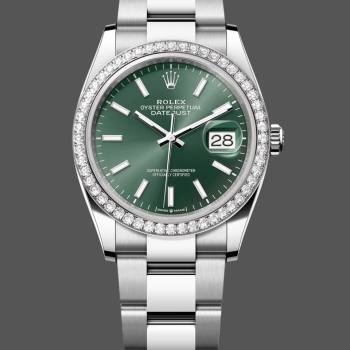 Rolex Datejust 36 White Gold & Diamonds Mint Green Dial M126284RBR 0044 Women Watch (w22063905)