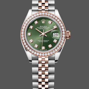 Rolex Datejust Olive Green Diamond Steel & Rose Gold 279381RBR 0007 Lady Watch (w22064127)