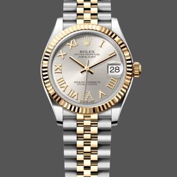 Rolex Datejust 31 Stainless Steel and Yellow Gold Silver Pave Roman Dial m278273 0004 Women Watch (w22066658)