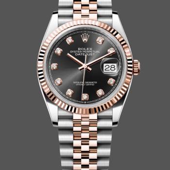 Rolex Datejust 36 Everose Gold Black Diamond Dial M126231 0019 Women Watch (w22066677)