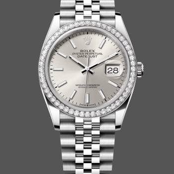 Rolex Datejust 36 White Gold & Diamonds Silver Dial M126284RBR 0005 Women Watch (w22066750)