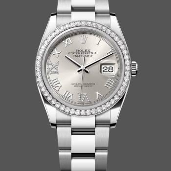 Rolex Datejust 36mm Stainless Steel m126284rbr 0022 Silver Roman VI IX Oyster (w22066756)