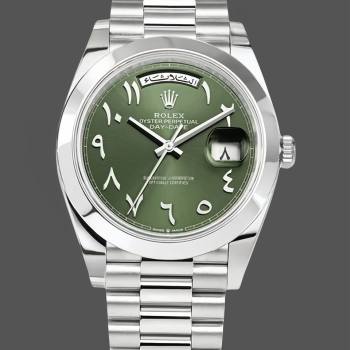 Rolex Day-Date 40mm Arabic Platinum Olive Dial 228206 (w22066759)