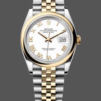 Rolex Datejust 36 Two Tone White Dial Roman Numerals 126203 0029 (w22066836)