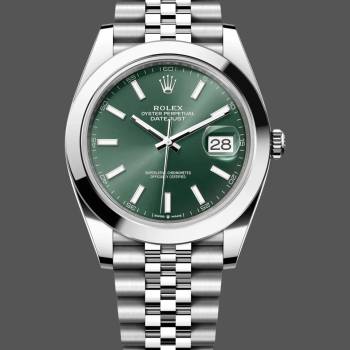 Rolex DateJust 41mm m126300 0020 Oystersteel Jubilee Mint Green Dial (w22066843)