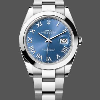Rolex Datejust 41 Stainless Steel Azzuro Blue Roman Dial M126300 0017 Men Watch (w22066850)
