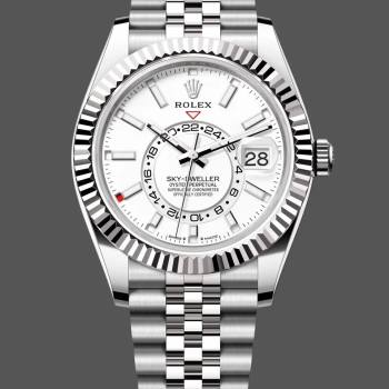 Rolex Sky Dweller 42 White Dial Fluted Bezel M336934 0004 Men Watch (w22082521)