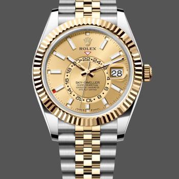 Rolex Sky Dweller 42mm Champagne Dial Stick Markers Jubilee M336933 0002 Men Watch (w22082525)
