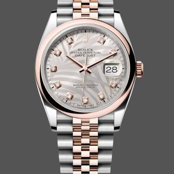 Rolex Datejust 36mm 126201 0038 Silver Palm Motif Dial Oyster Bracelet Watch (w22083718)