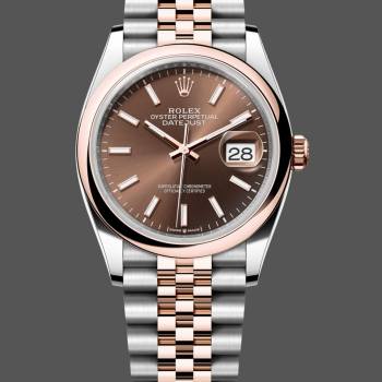 Rolex Datejust 36 Steel & Everose Gold Chocolate Dial M126201 0043 Women Watch (w22083722)