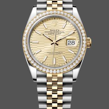 Rolex Datejust 36mm Stainless Steel and Yellow Gold 126283RBR Champagne Index Jubilee (w22083793)