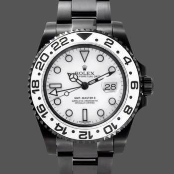 Rolex GMT Master II Black PVD/DLC Coated White Dial Stainless Steel 16710 Men Watch (w22118722)