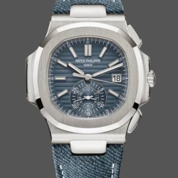 Patek Philippe Nautilus 5980/60G-001 Flyback Chronograph Blue Gray Dial Men Watch (w22290822)