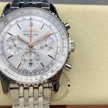 Breitling Navitimer B01 Clone AB0139211G1A1 Silver Dial 41mm (w23258138)
