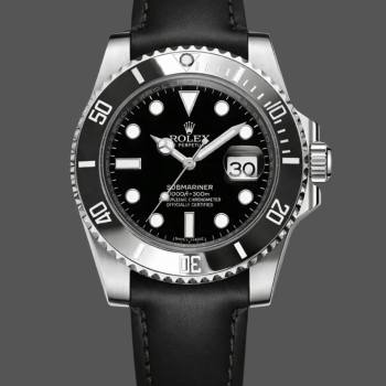 Rolex Submariner 116610LN 1:1 Clone Black Dial Leather Strap (w26682025)