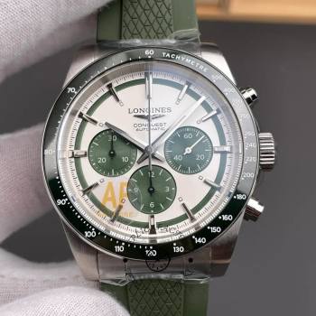 Longines Conquest L3.835.4.02.9 42 Silver - Green Dial 1:1 Clone Chronograph (w26685960)