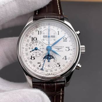1:1 Clone Longines Master Collection L2.673.4.78.3 40mm Silver Leather Strap (w26686426)