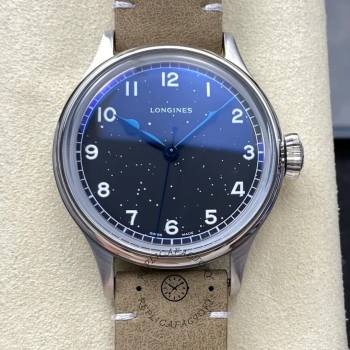 Longines Heritage Military 38.5mm Leather L2.819.4.93.2 Black Dial (w26686689)