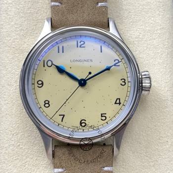 Longines L2.819.4.93.2 Heritage Military 38.5mm Steel Beige Suede (w26686690)