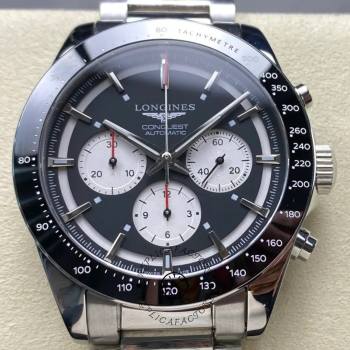 Longines Conquest L3.835.4.52.6 Chronograph 42 Black Dial 1:1 Clone (w26686692)