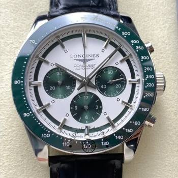 Longines L3.835.4.02.6 Conquest 1:1 Clone Panda Chronograph Leather Strap (w26687136)