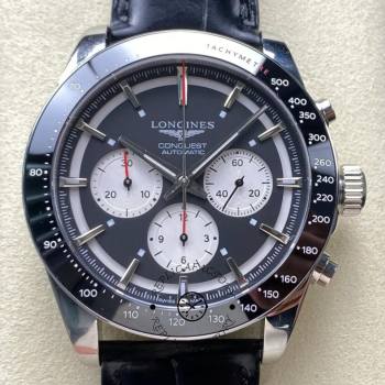 Longines Conquest L3.835.4.52.6 Black Leather Strap Chronograph 42MM 1:1 Clone (w26687151)