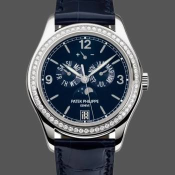 1:1 Clone Patek Philippe Complications Annual Calendar Diamond-Set Dark Blue Dial 5147G-001 (w26704957)