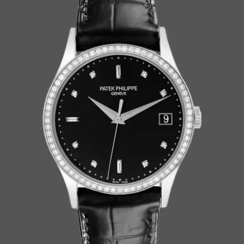 Patek Philippe Calatrava 38MM Diamond-Set Black Dial 5297G-001 1:1 Clone (w26704958)