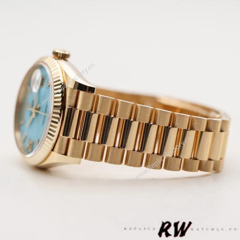 Rolex Day-Date 128238 Fluted Bezel Turquoise Diamond Dial 36MM Unisex Watch - Image 14