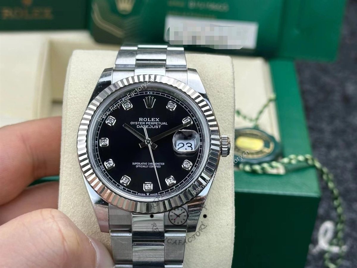 Rolex Datejust 41 Fluted Bezel Black Diamond Dial m126334 0011