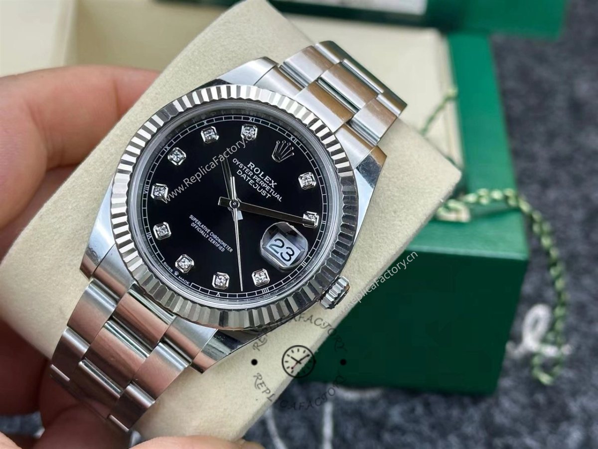 Rolex Datejust 41 Fluted Bezel Black Diamond Dial m126334 0011