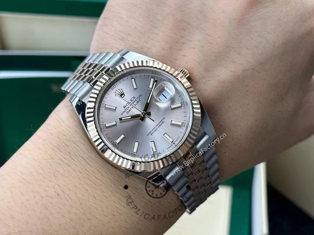 Rolex Datejust 41mm Two Tone Rose Gold Jubilee Band Sundust Index Dial 126331 0010