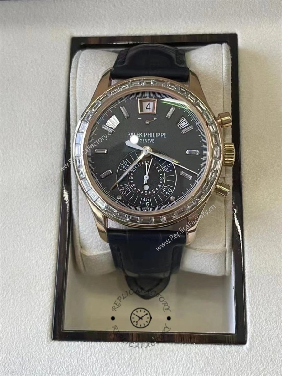 Patek Philippe Complications Annual Calendar Flyback Chrono 18k Rose Baguette Diamond 5961R-010